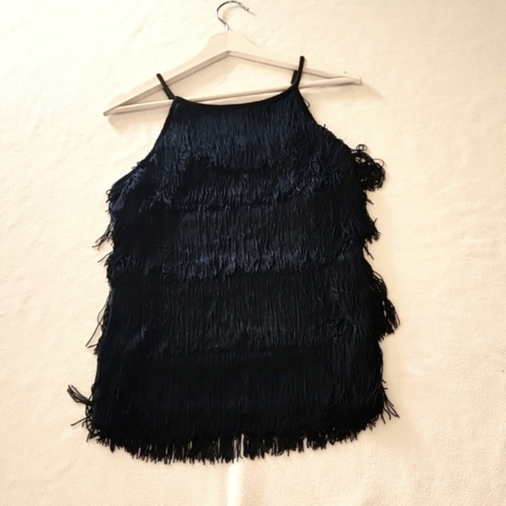WHBM White House Black Market fringe spaghetti strap top